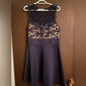 Navy lace top dress